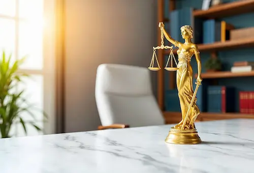 Justice statue in a law office